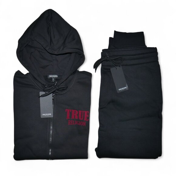 True Religion 2 PC Sweatsuit Mens Size XL Fleece Tracksuit Outfit Gift Set NWT - Picture 1 of 10